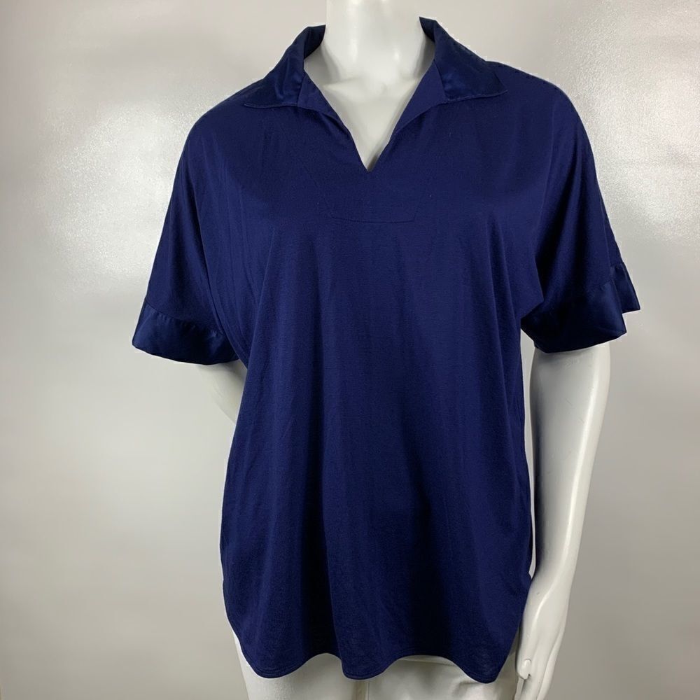 Natori Blue V neck Blouse Top size: small